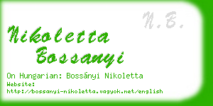 nikoletta bossanyi business card