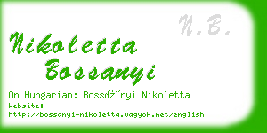 nikoletta bossanyi business card